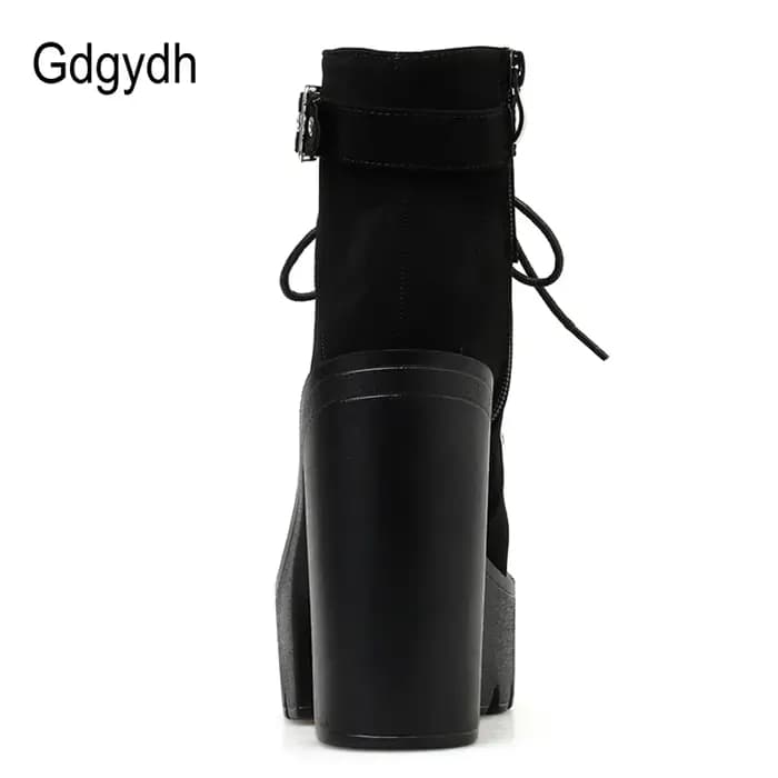 Gdgydh à lacets femmes bottes plate-forme boucle botte Cosplay chaussures talon épais automne bottes