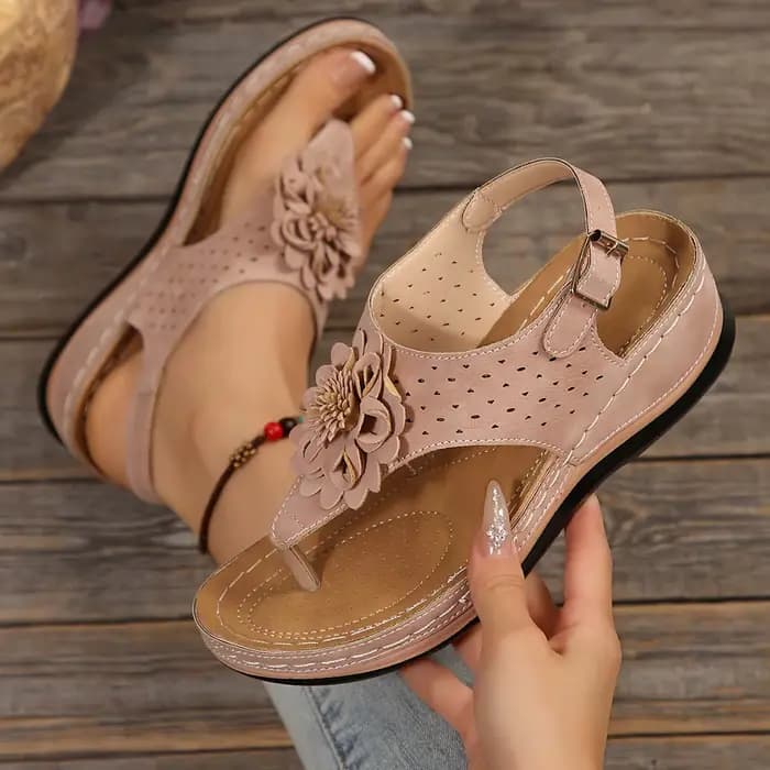 Sandales florales pour femmes 2025 – Chaussures compensées d'été à plateforme