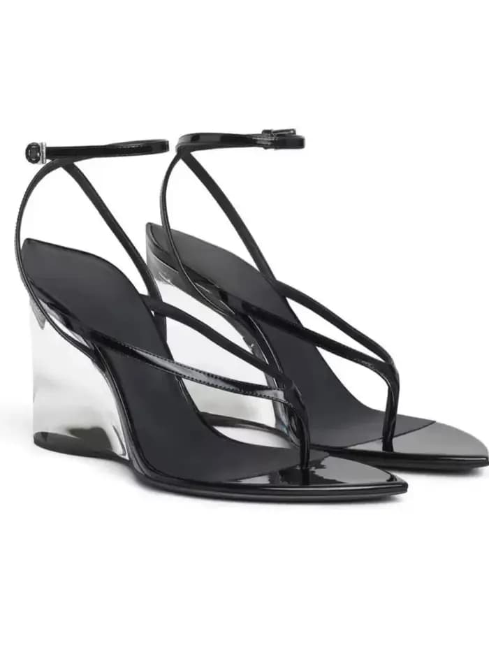 Nouvelles sandales d'été 2026 transparentes à talons épais pour femmes, mules à bout pointu, sandale
