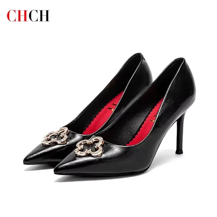 C-H femme talons hauts nouvelles chaussures pointues de haute qualité affaires banlieue filles chaus
