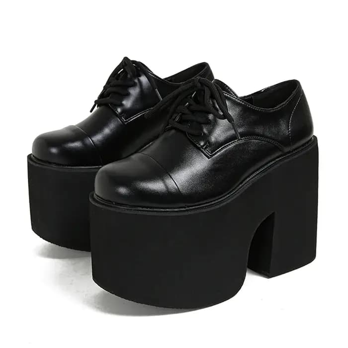 Gdgydh femmes escarpins à talons épais à lacets élégant Oxford plate-forme pompes