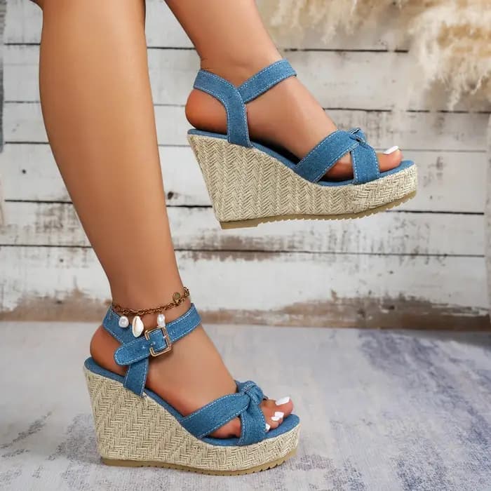 Femmes sandales à talons compensés fond épais rétro bout ouvert dames chaussures 2025 mode plate-forme grande taille talons hauts sandales Zapatos De Mujer