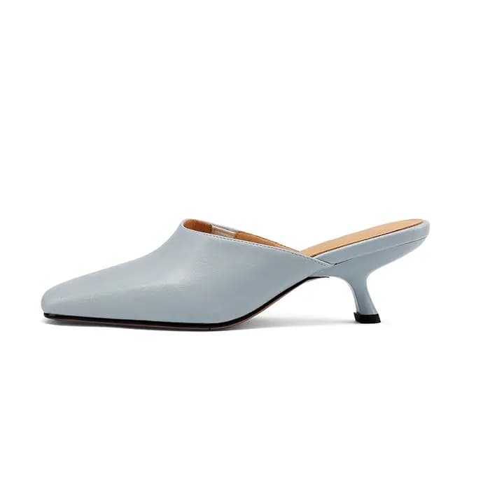 Nouvelle Tendance Été Mules Femme en Cuir Fendu Motif Serpent Jaune Bleu Beige Noir Marron à Bout Carré Fermé