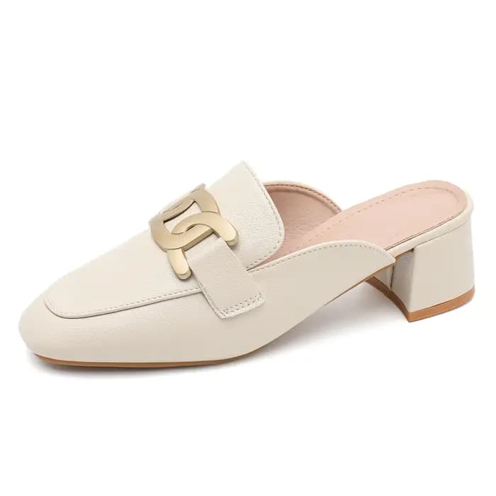 Mules confortables à talon épais grande taille pour femme, à bout ouvert, à enfiler, talons hauts, mode printemps-été, chaussures plates de ville