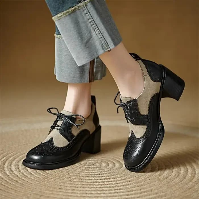 Escarpins en cuir de vache à talons hauts pour femmes, mocassins à la mode, chaussures rondes, desig