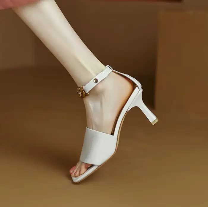 Escarpins chaussures à bout ouvert pour le travail de bureau boucles à talons hauts dames