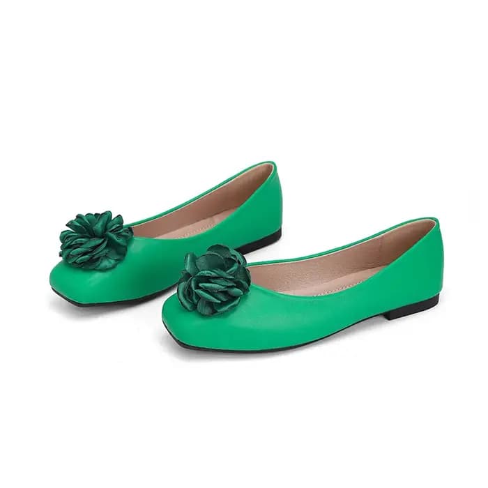 Nouvelles Chaussures Plates pour Femme à Bout Carré, Ornées de Fleurs, à Talon Bas, Style Mule, à Décolleté Bas