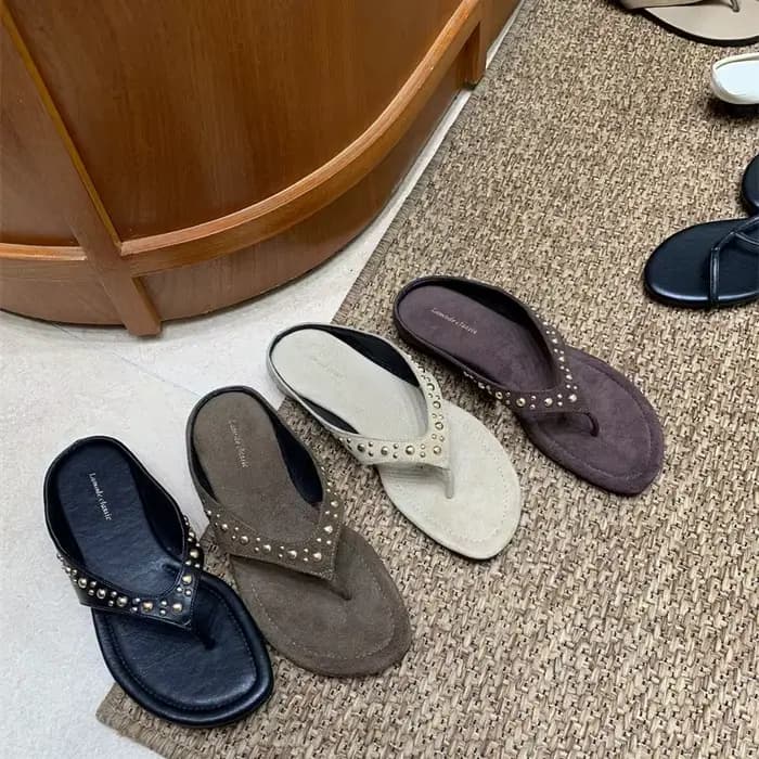 Sandales à talon épais rétro pour femmes, style estival polyvalent, sandales plates pour les vacances, tongs décontractées de plage