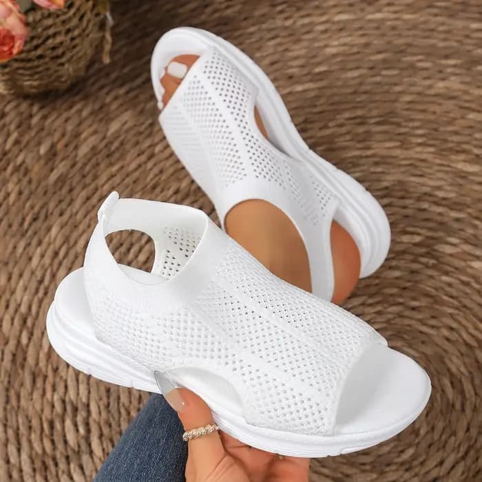 Sandales pour femmes, chaussures respirantes en tricot à bout ouvert