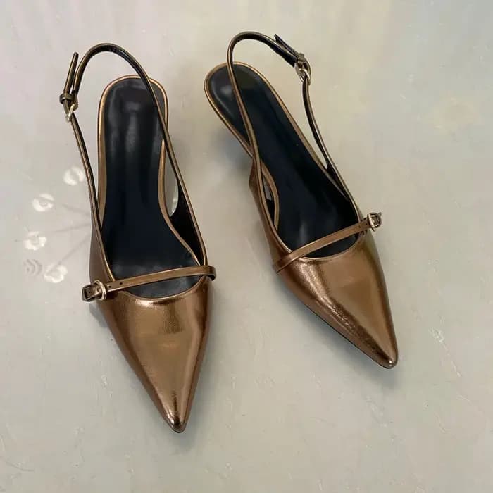 2025 femme Sexy talons hauts femmes sandales mode d'été bout pointu escarpins à talons bas Slingbacks élégant femme chaussures à talons