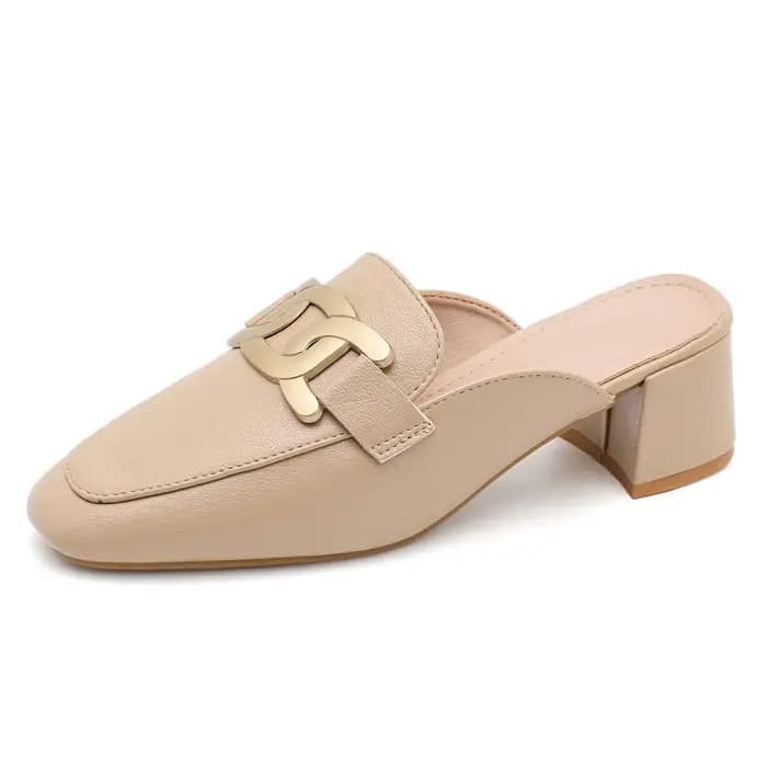 Mules confortables à talon épais grande taille pour femme, à bout ouvert, à enfiler, talons hauts, mode printemps-été, chaussures plates de ville