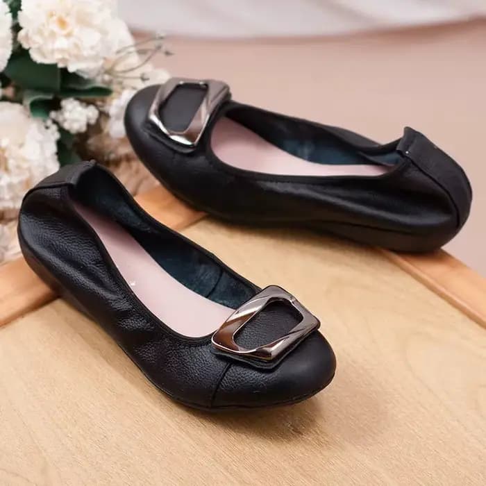 Mocassins plats à enfiler en cuir véritable pour femmes, chaussures de Style Ballet, confortables à