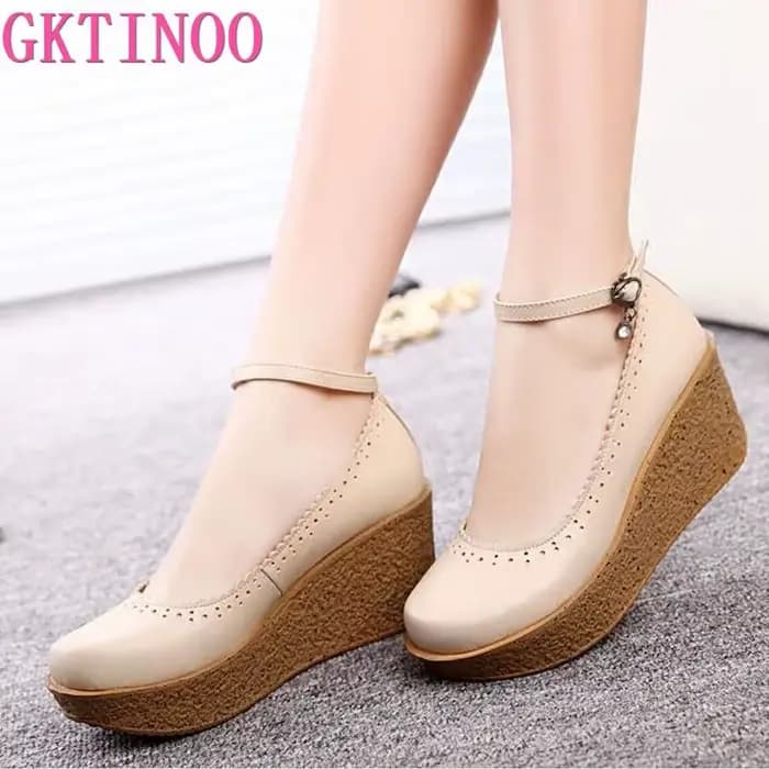 Chaussures à plateforme en cuir véritable pour femmes