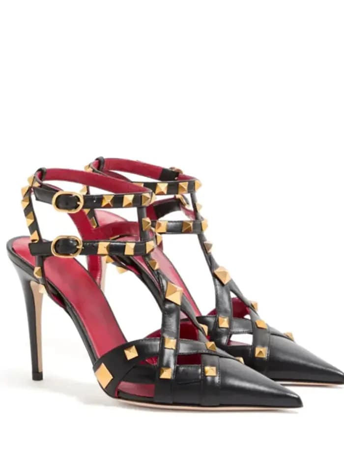 Nouvelles sandales d'été 2026 à rivets pour femmes, à talon aiguille pointu, sexy et tendance, pour soirée