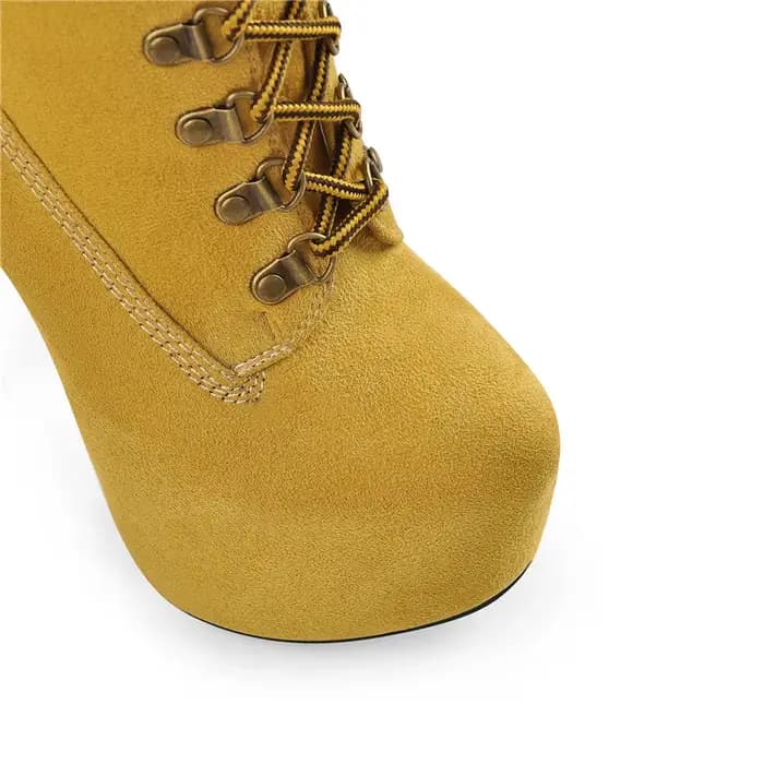 DALTol- Bottes Hautes à Plateforme pour Femme, Au-dessus du Genou, à Lacets Avant, Talon Fin, Stilet