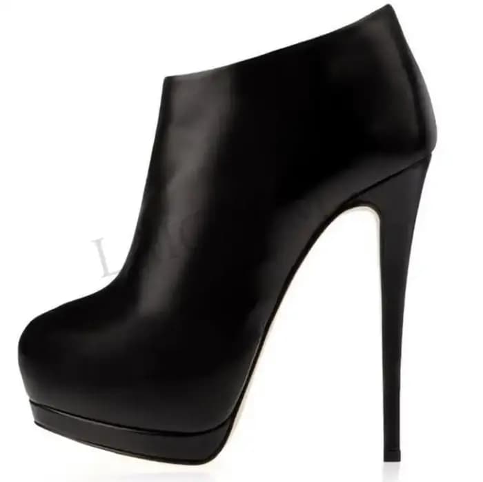 Bottes Noires Fermées à Plateforme et Talon Aiguille