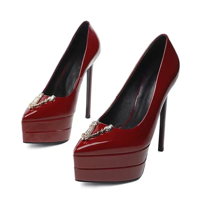 2023 15cm talon aiguille pointu laque cuir mode talons hauts sexy fête de mariage marque de luxe talons hauts chaussures pour femmes