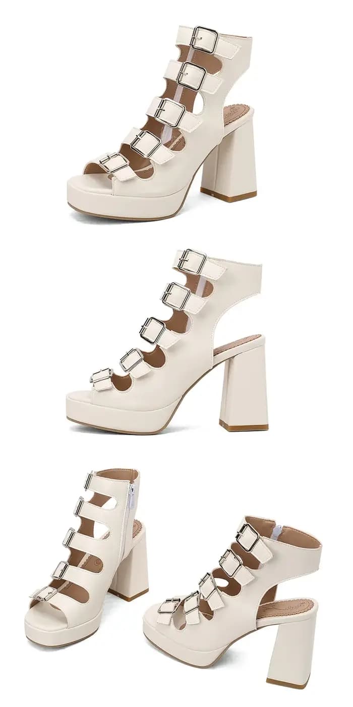 NASBAVI femmes sandales talons hauts été mode cheville boucle sangle femme gladiateur