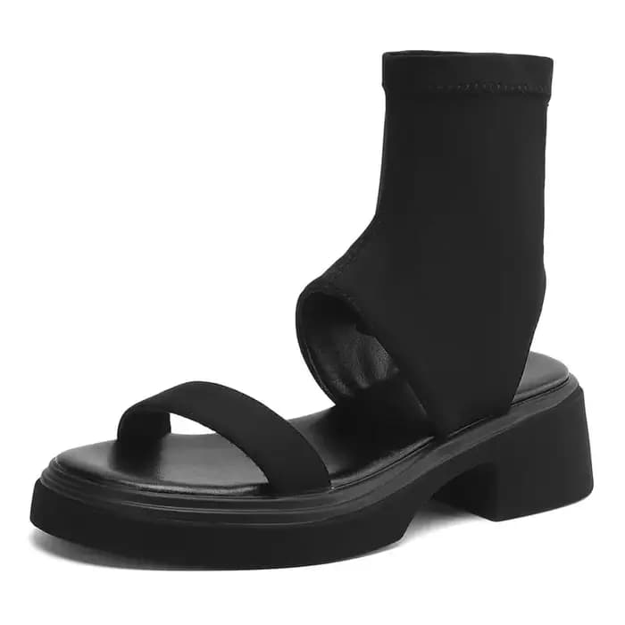 ANOVISHANA 2025 nouveau Design femmes sandales bout rond talons épais 5cm sans lacet grande taille 41 42 43 33 doux quotidien femme chaussures été