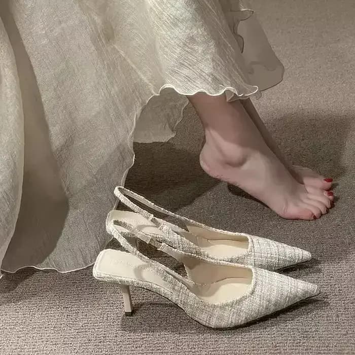 Talons à plateforme tricotés conçus pour femmes, chaussures de fête à bout pointu, sandales à talons aiguilles d'été confortables de grande taille