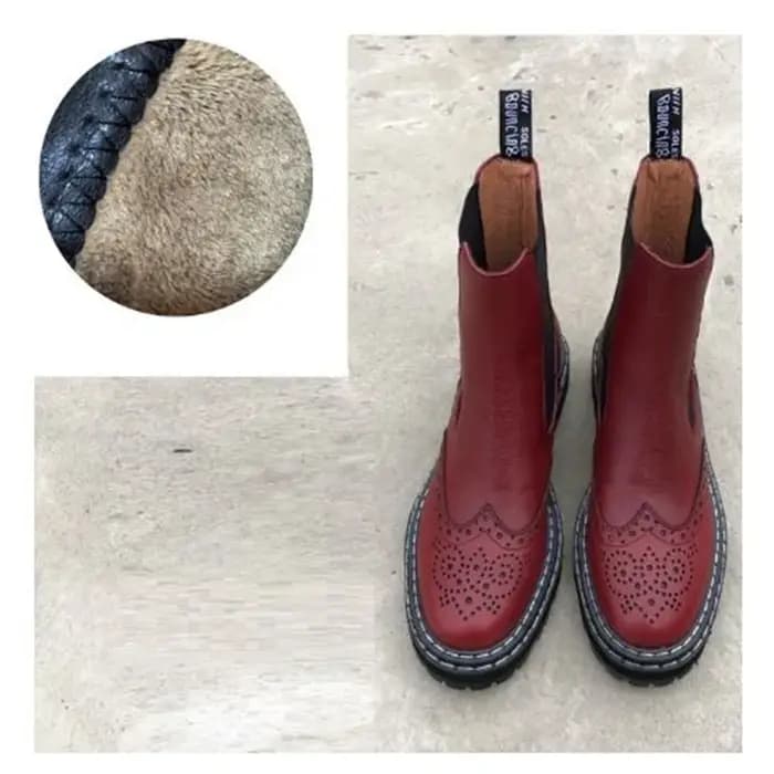 Bottes en cuir à bout rond pour femmes