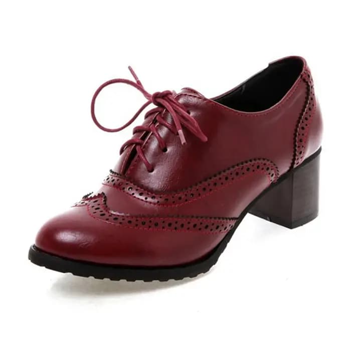 Girseaby-Brogue Rond à Talons en Bois pour Femme