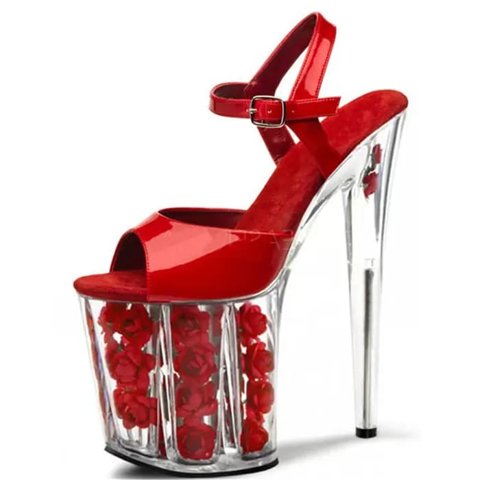 Chaussures de mariage à talons roses de 20CM