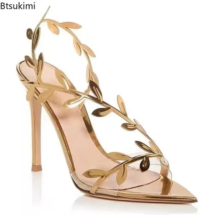 Escarpins Femme Tendance Été 2026 – Sandales Sexy Dorées à Talons Hauts Fins et Bout Ouvert pour Dames