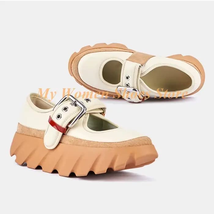 Chaussures à talon épais avec bride à boucle, bout rond, talon compensé, rehaussantes, sur mesure, s