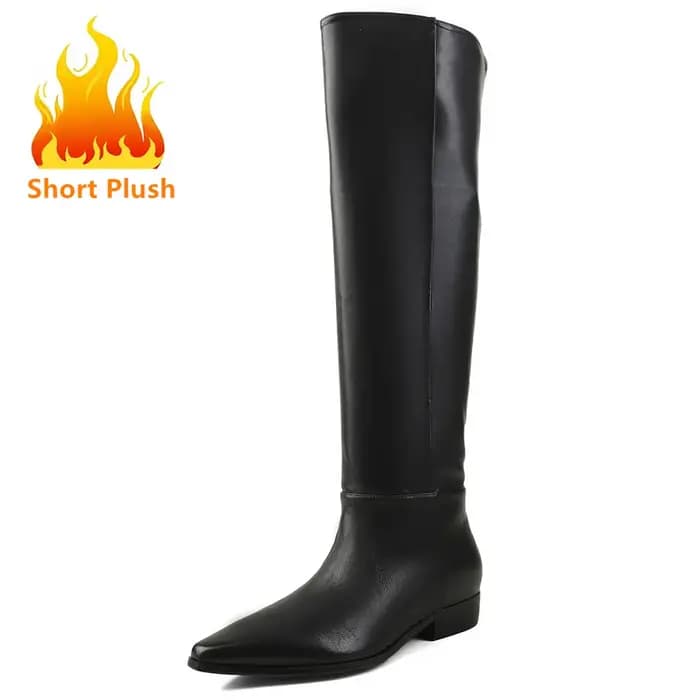 Aucegi Bottes hautes confortables à bout rond pour femme