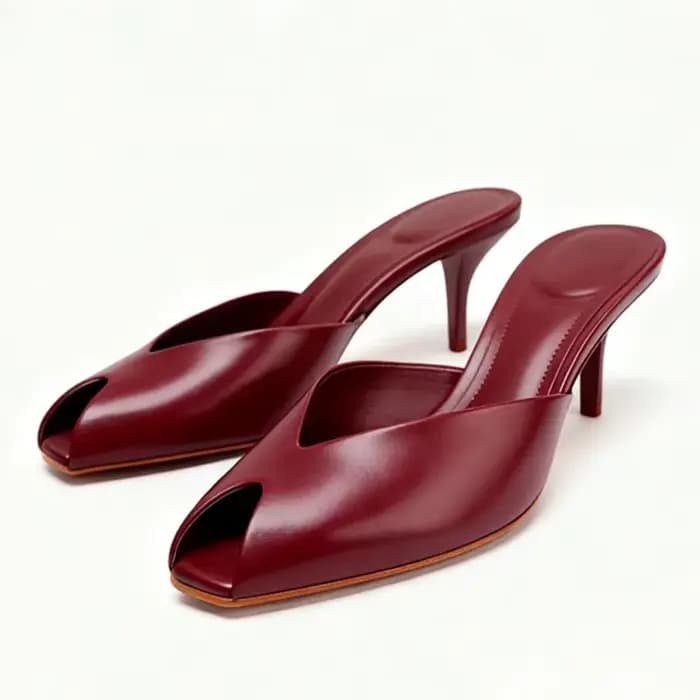 Pantoufles à talons en cuir verni doré pour femmes, sandales coulissantes Sexy à bout ouvert, chauss