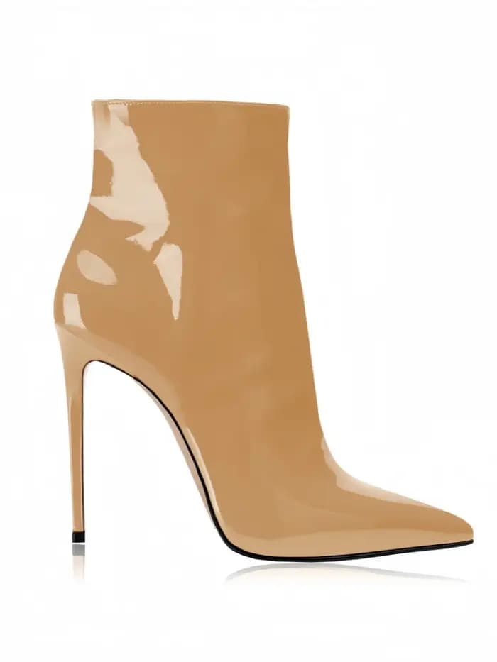 Bottes européennes et américaines à bout pointu et talons aiguilles en cuir PU