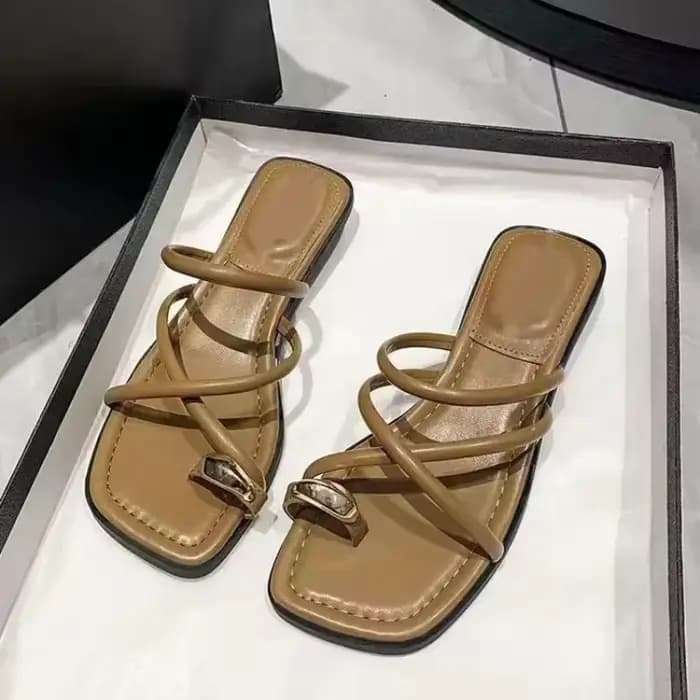 Chaussures romaines à talons plats pour femmes, pantoufles d'été, sandales à talons bas, chaussures