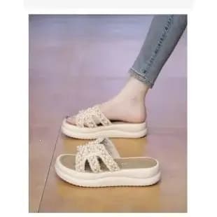 Sandales à talons épais pour femmes, style féerique, décontractées, pour l'été, la plage, à enfiler, semelle en caoutchouc, confortables