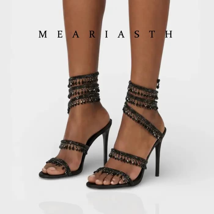 Sandales gladiateur à talons hauts noires pour femmes
