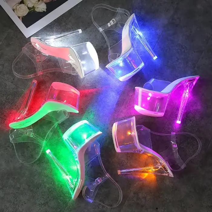 17CM Mclubgirl 34-43 nouveaux talons discothèque talons hauts chaussures sandales lumineuses chaussu