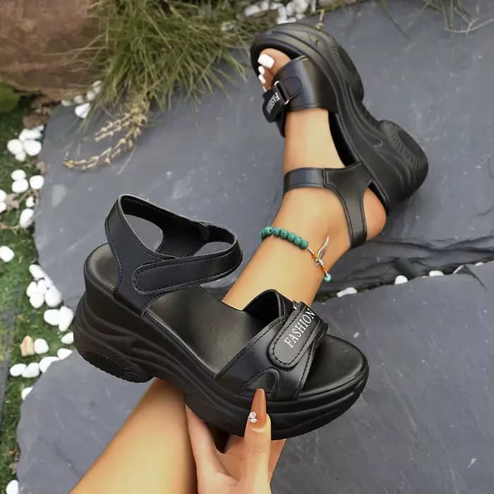 Tendance femmes plate-forme sandales à talons compensés mode d'été chaussures confortables femmes léger décontracté Velcro plage sandales Zapatos De Mujer