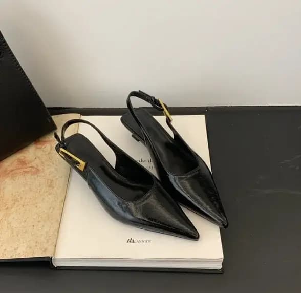 Sandales d'été à bout pointu pour femmes, mules élégantes à talon bas, chaussures de soirée pour femmes