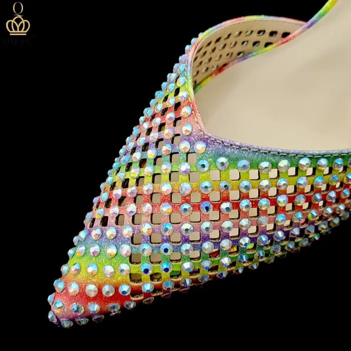 QSGDavid-Chaussures pointues creuses à talon moyen, sac de banquet confortable, design italien, conv