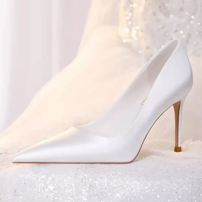 Nouvelles Chaussures de Mariée Blanches à Talons Hauts, Design Élégant et Simple, Chaussures Mary Jane pour Femme, Talon Chaton, Semelle en Caoutchouc