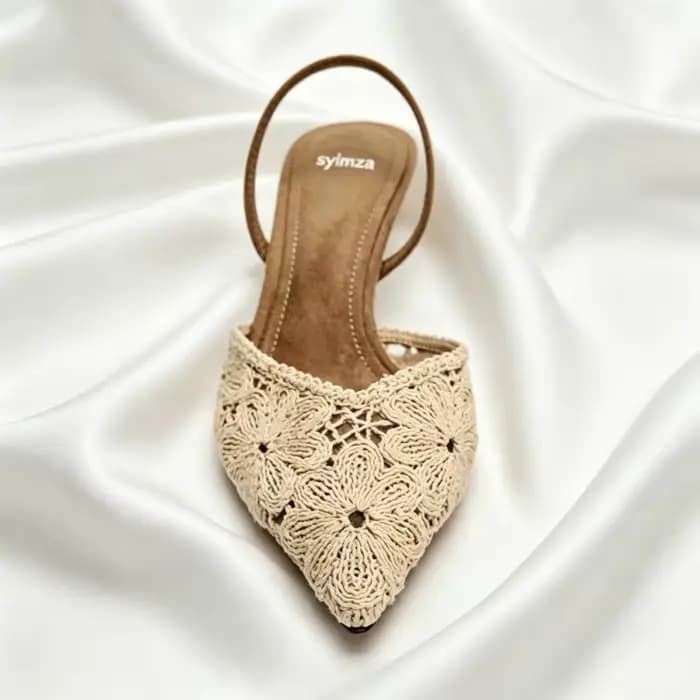 Escarpins Slingback Brodés de Luxe pour Femme – Sandales Stiletto en Faux Daim de Haute Qualité – Chaussures de Créateur Élégantes à Bout Pointu