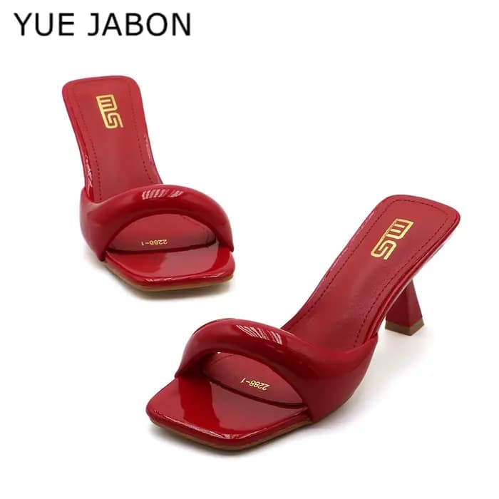 Pantoufles à talons hauts noirs et rouges pour femmes