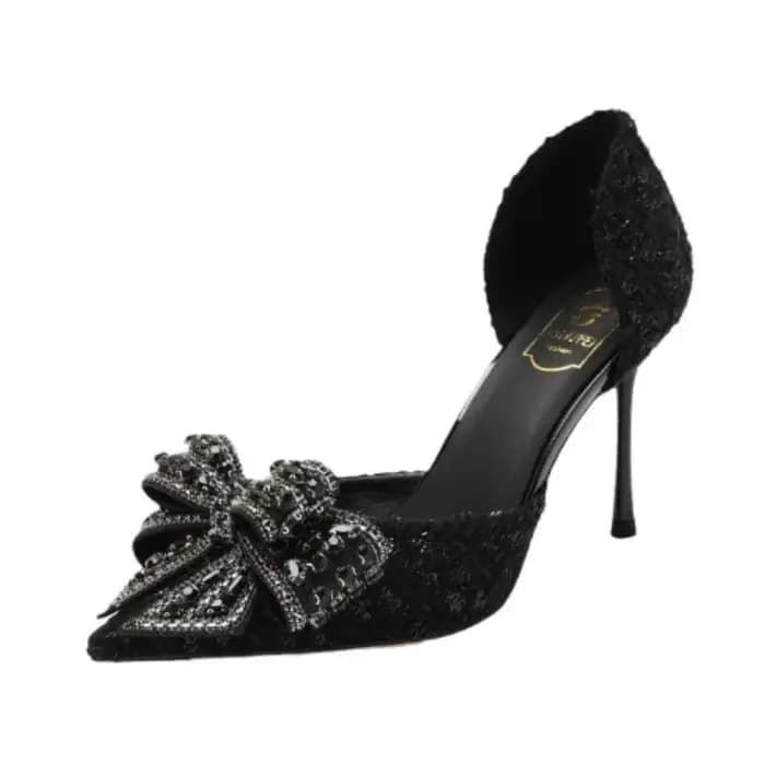 Chaussures de Mariage Blanches de Luxe à Nœud Papillon en Perles et Cristaux pour Femme, Escarpins de Marque de Créateur à Talons Hauts et Fins pour Femme, Chaussures de Soirée Printemps
