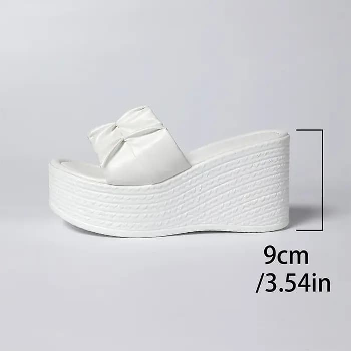 Sandales à talons compensés en cuir Pu blanc pour femmes