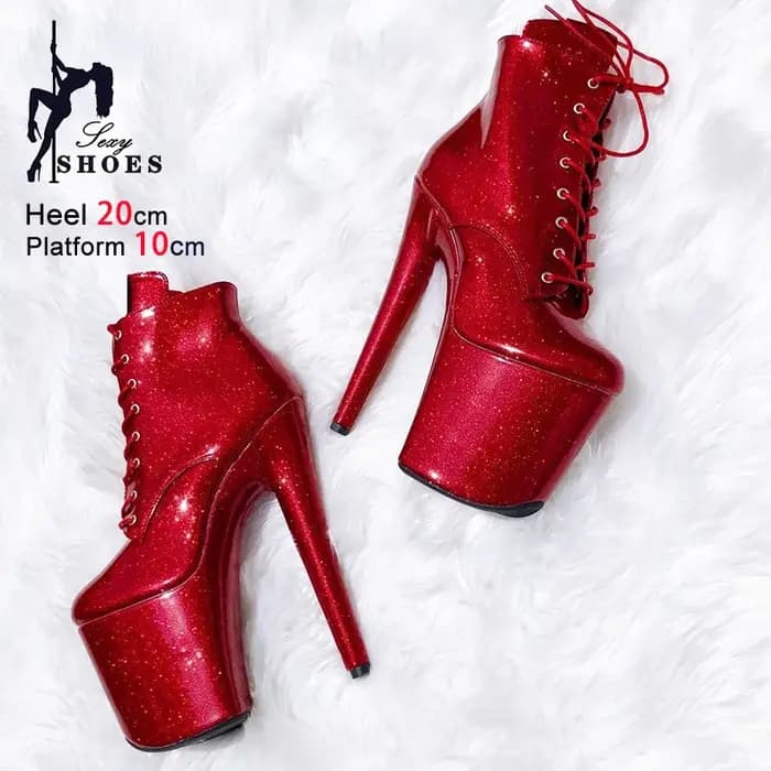 2025 nouvelle femme 20CM/8 pouces Ultra haut talon anti-dérapant plate-forme discothèque bottines pôle danse talons paillettes modèle T Show chaussures