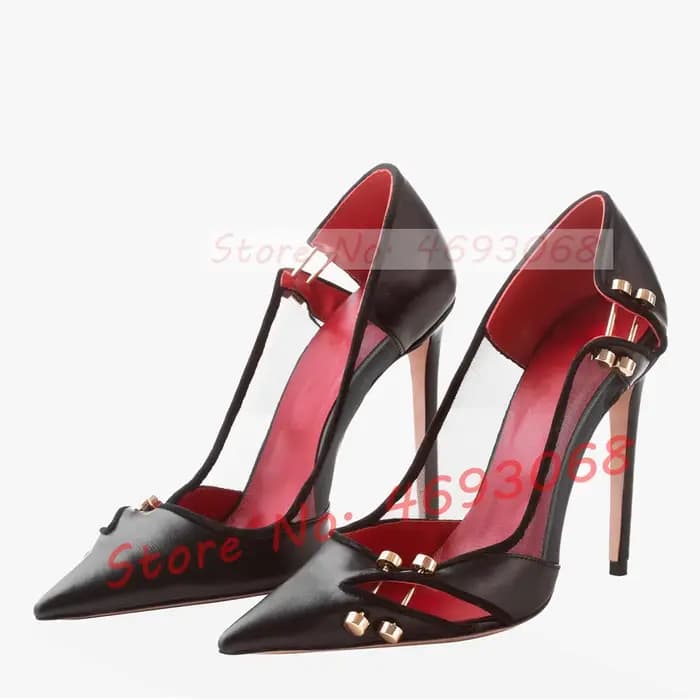 Escarpins à talons en métal nu brillant pour femmes