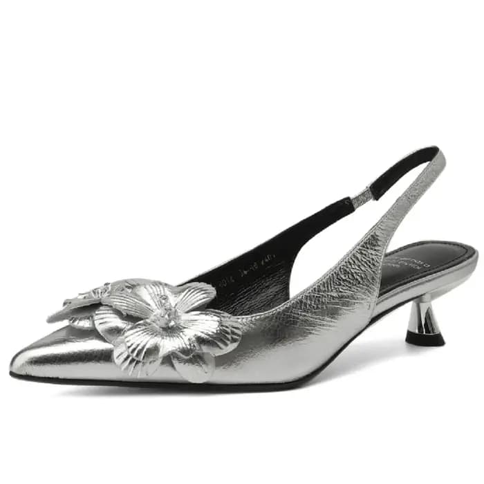 【JOCHEBED HU】 marque talon mince en cuir véritable fleur sandales décoration