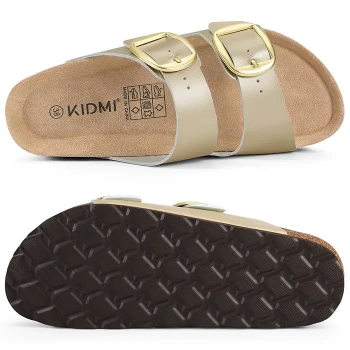 Sandales en liège tendance pour femmes Litfun, confortables avec soutien de la voûte plantaire, pantoufles en cuir, tongs d'été pour la plage avec boucle réglable
