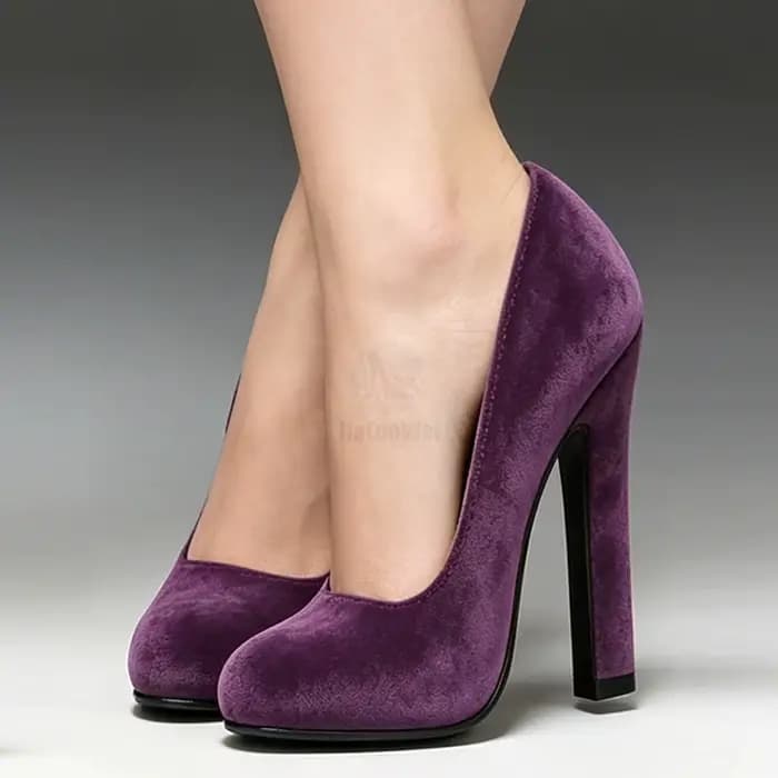 Escarpins élégants en daim violet à talon carré de 6 pouces pour femme