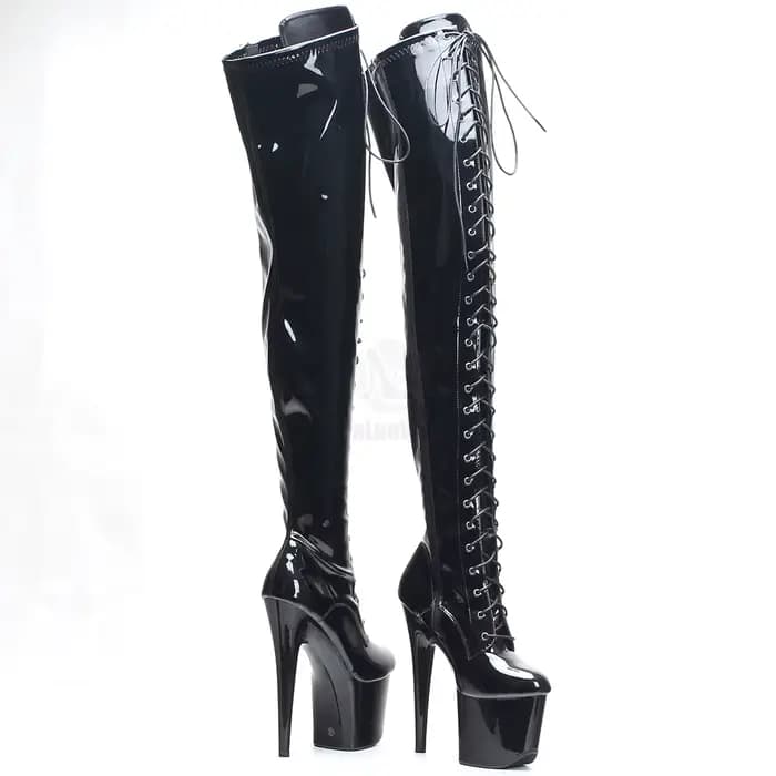 Bottes cuissardes à talon aiguille de 7 pouces avec plateforme, pour la danse exotique et la pole da